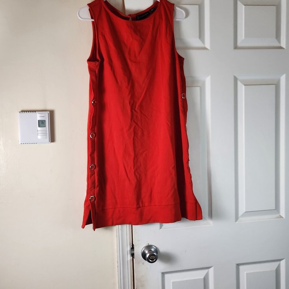 Button-Down Sleeveless Red Midi Dress